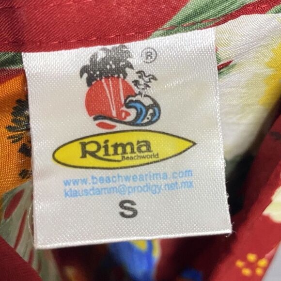 VTG Rima Beachworld Short Sleeve Button Up Men's Tucan Hawaiian Small Red Shirt - Picture 4 of 5